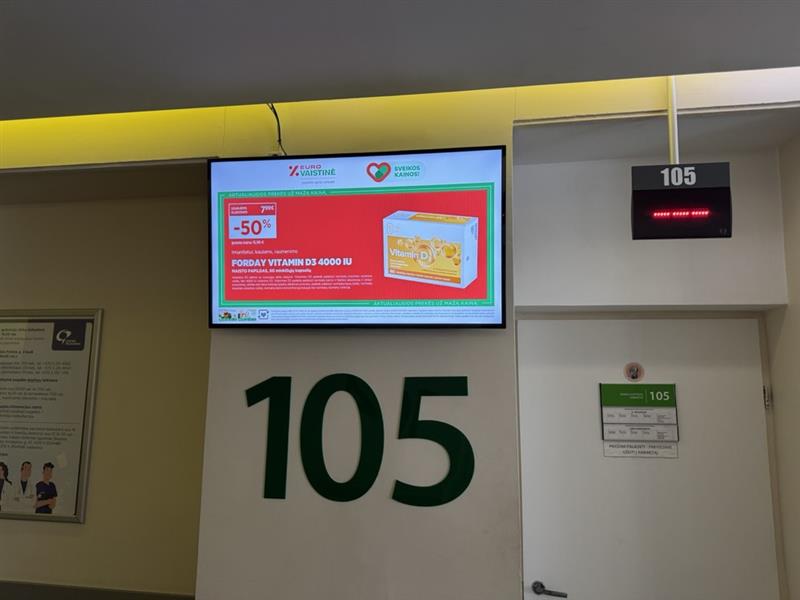 Reklaminiai ekranai VŠĮ Vilniaus centro poliklinikoje,  Diagnostikos centre
