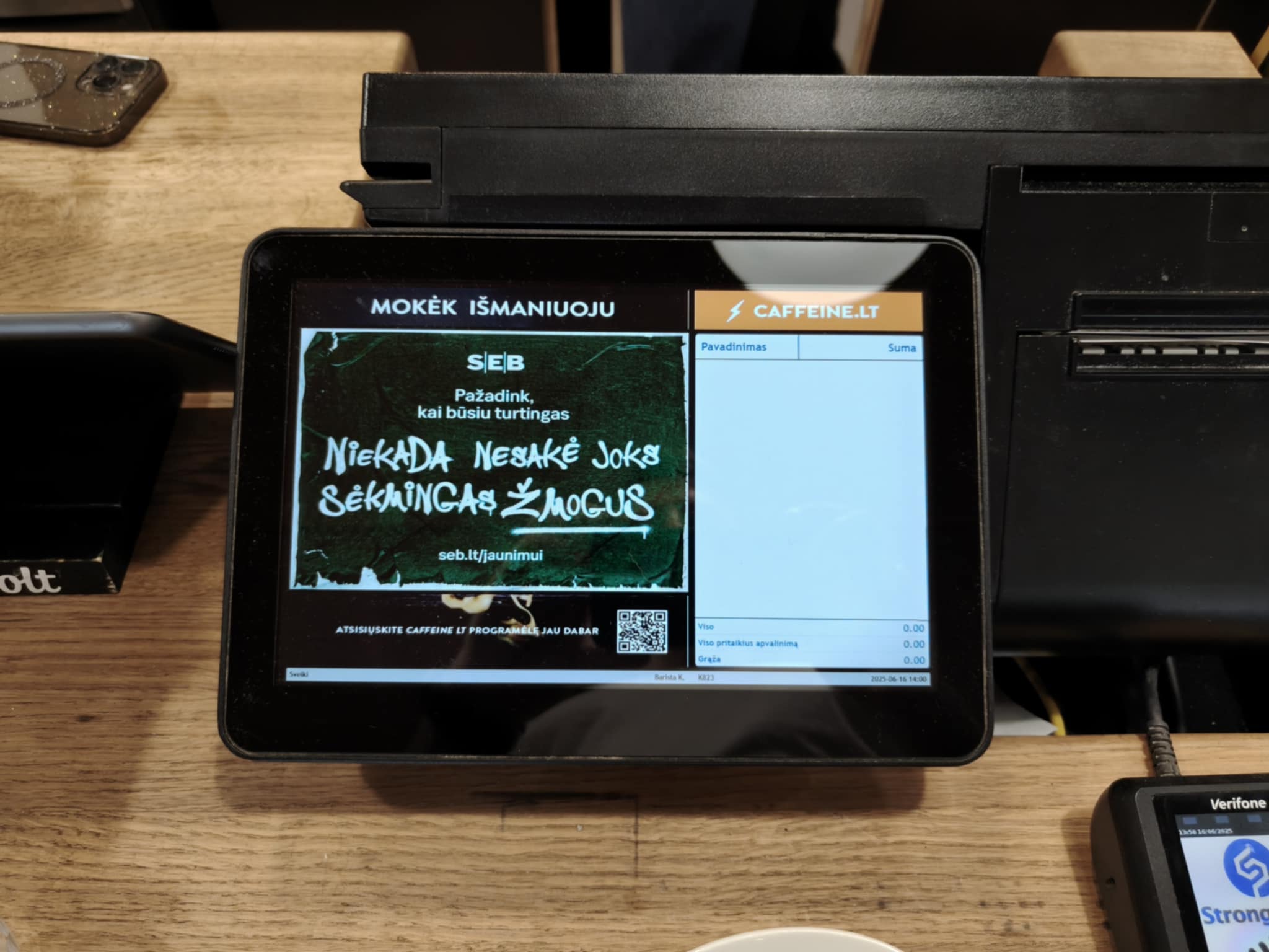 Caffeine POS kasų ekranai Šiauliuose