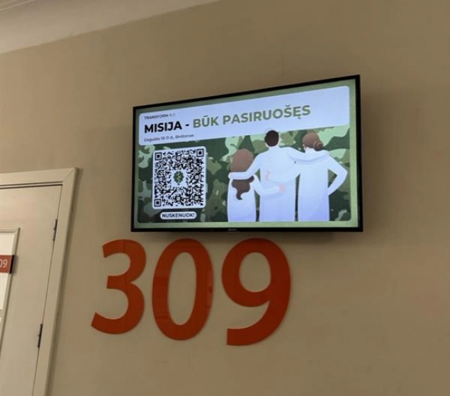 Reklaminis ekranas VŠĮ Vilniaus centro poliklinikoje, Naujamiesčio filiale