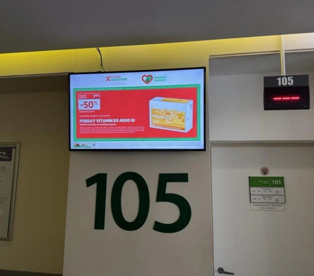 Reklaminiai ekranai VŠĮ Vilniaus centro poliklinikoje, Diagnostikos centre